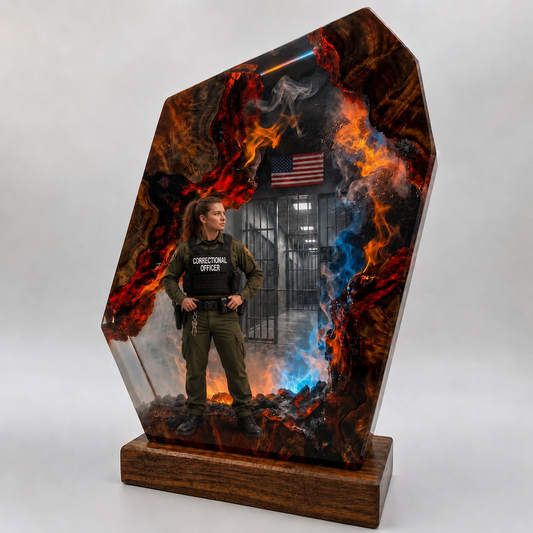 Woman Correctional Officer Resin Lamp