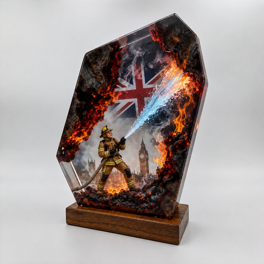 England Firefighter Resin Lamp