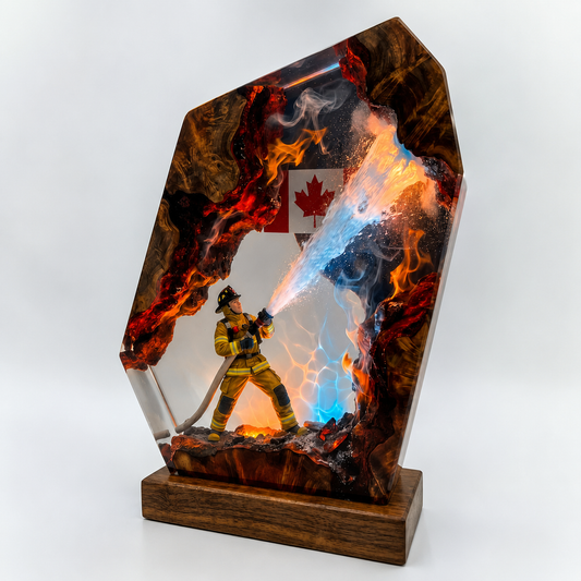 Canadian Firefighter Resin Lamp